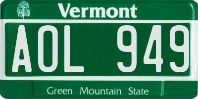 VT license plate AOL949