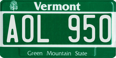VT license plate AOL950