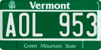 VT license plate AOL953