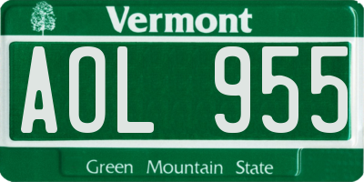 VT license plate AOL955