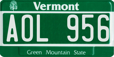 VT license plate AOL956