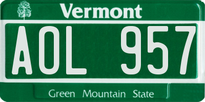 VT license plate AOL957