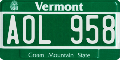 VT license plate AOL958