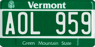 VT license plate AOL959