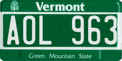 VT license plate AOL963