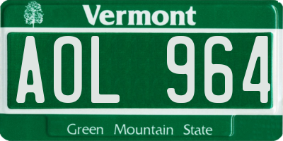 VT license plate AOL964