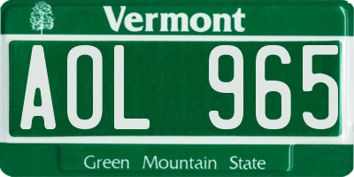 VT license plate AOL965