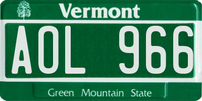 VT license plate AOL966