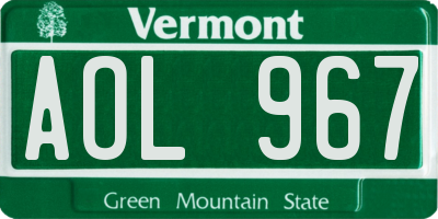 VT license plate AOL967