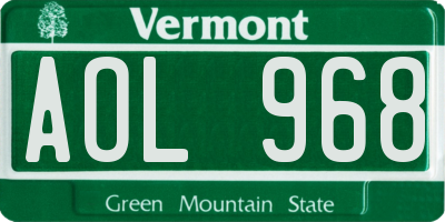 VT license plate AOL968