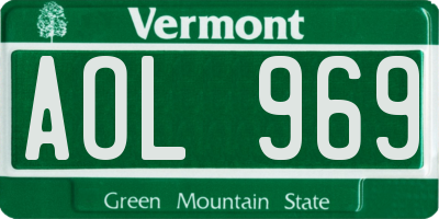 VT license plate AOL969