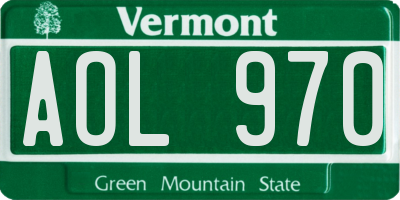 VT license plate AOL970