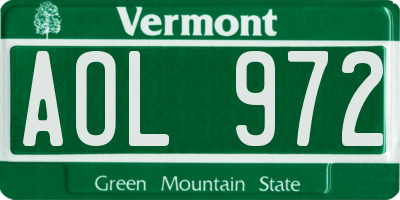 VT license plate AOL972