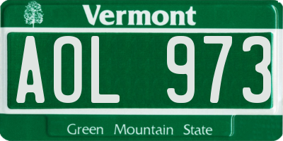 VT license plate AOL973