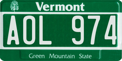 VT license plate AOL974