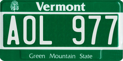VT license plate AOL977