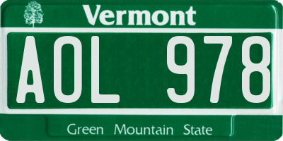 VT license plate AOL978