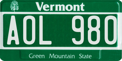 VT license plate AOL980