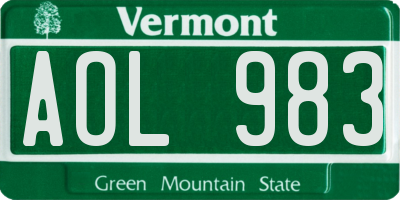 VT license plate AOL983