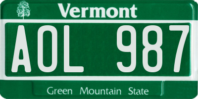 VT license plate AOL987