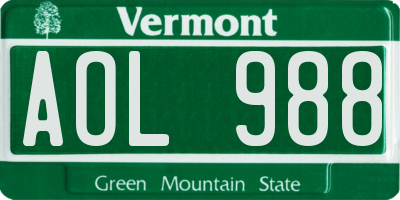 VT license plate AOL988