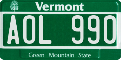 VT license plate AOL990