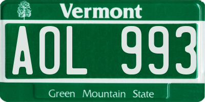 VT license plate AOL993