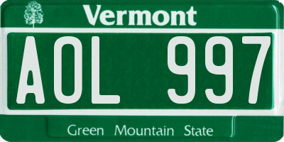 VT license plate AOL997