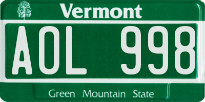 VT license plate AOL998