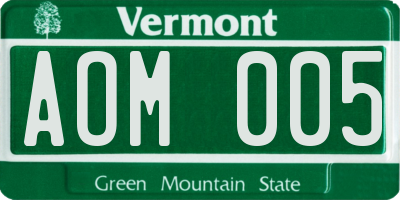 VT license plate AOM005