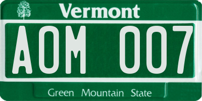 VT license plate AOM007