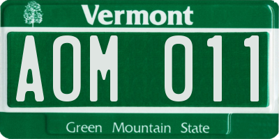 VT license plate AOM011