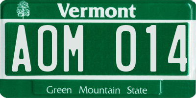 VT license plate AOM014