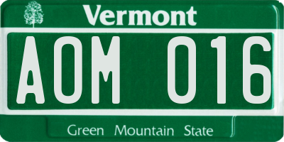VT license plate AOM016