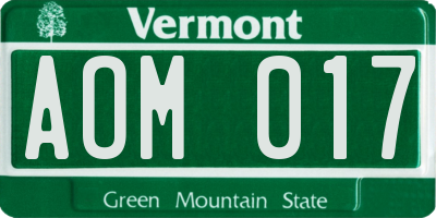 VT license plate AOM017