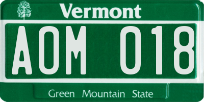 VT license plate AOM018