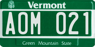 VT license plate AOM021