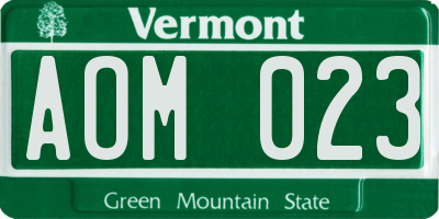 VT license plate AOM023