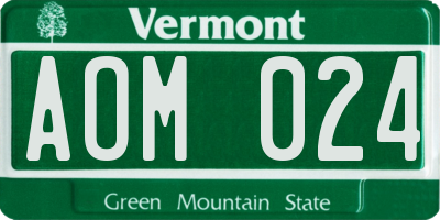 VT license plate AOM024