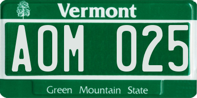 VT license plate AOM025