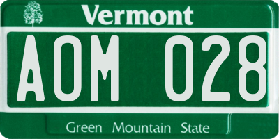 VT license plate AOM028