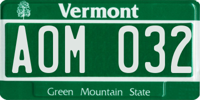VT license plate AOM032