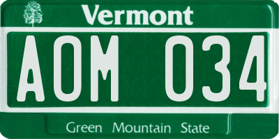 VT license plate AOM034