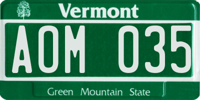 VT license plate AOM035