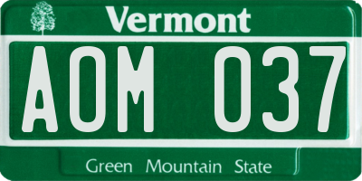 VT license plate AOM037