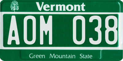 VT license plate AOM038