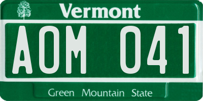 VT license plate AOM041