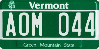 VT license plate AOM044