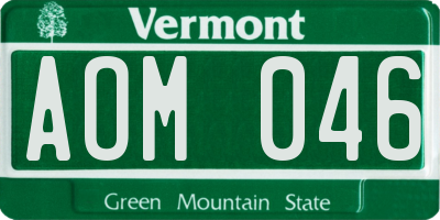 VT license plate AOM046