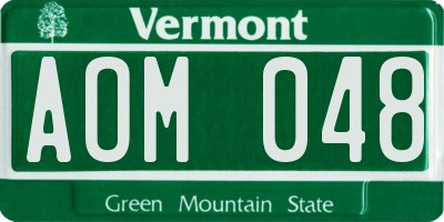 VT license plate AOM048